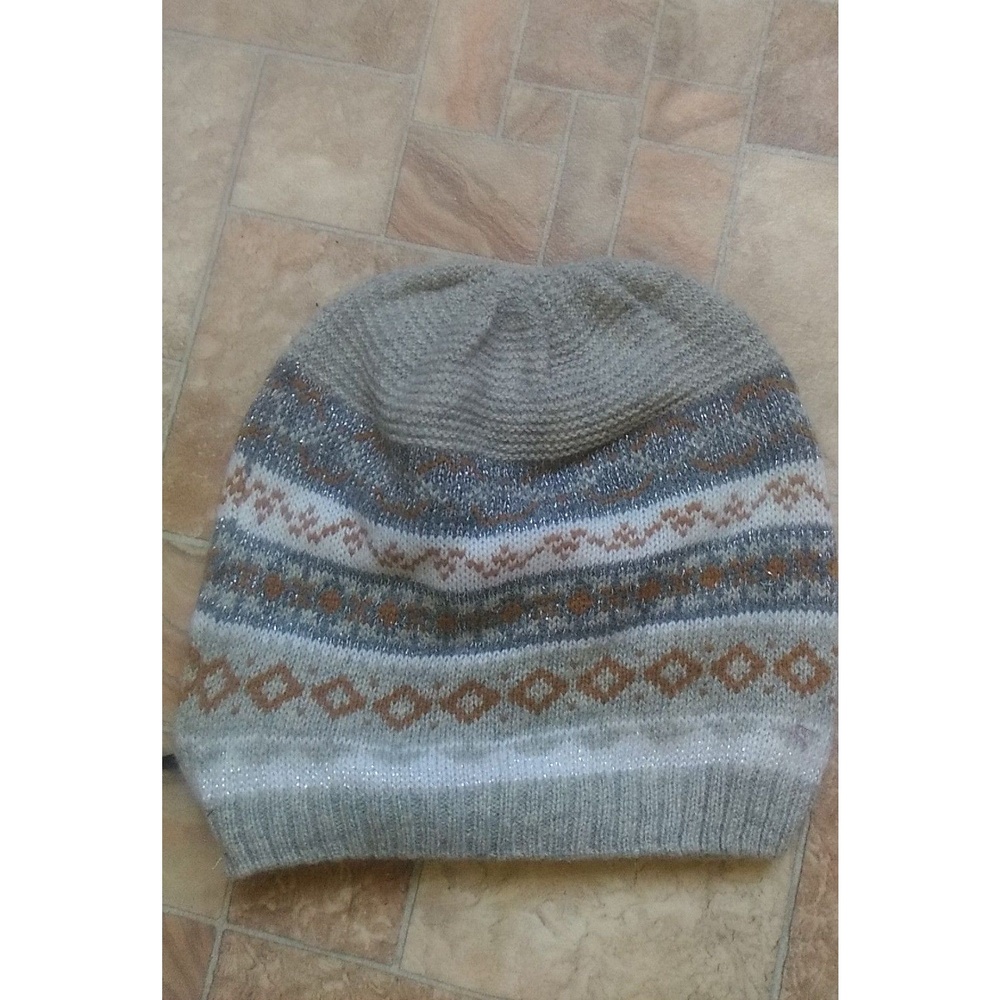 Beanie Women's Gray EUC Fair Isle Pattern